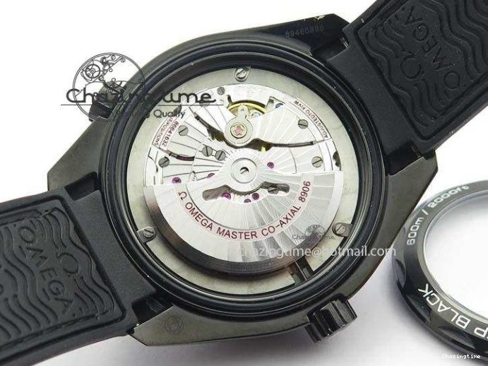 0427 Planet Ocean 45mm GMT DLC JHF Best Edition Black Dial On Rubber Strap A Durable 8194